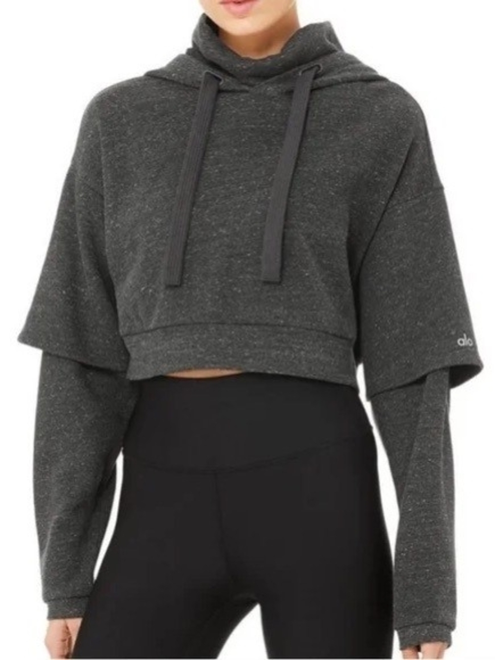 ALO women's cropped pullover hoodie in size small